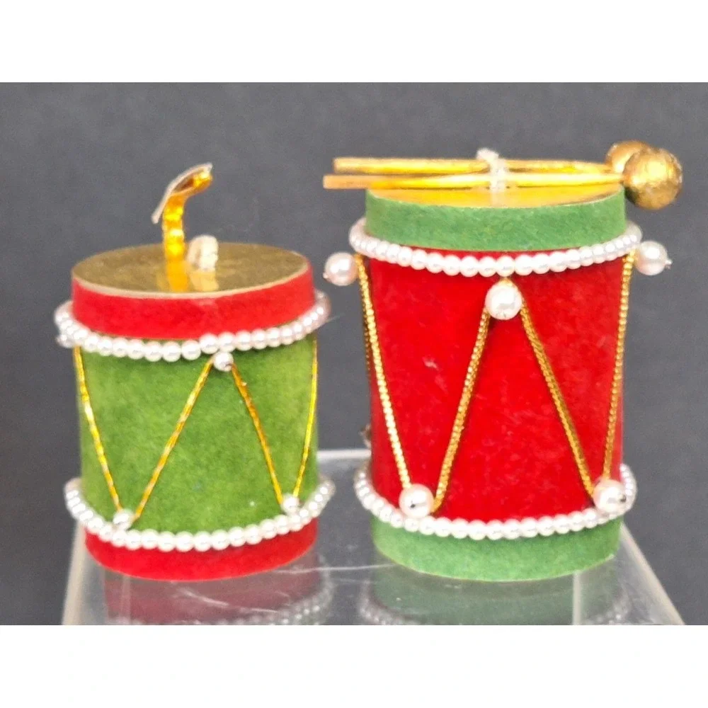Lot Of 2 Made In‎ Japan Xmas Cardboard Drum Ornaments